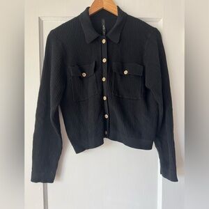 Black Button-Up Women's Cardigan
